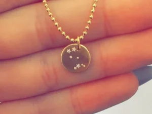 Halsketten*Beka & Bell 5014 Halskette mit Anhänger Soli Sternzeichen Ø 10 mm Silber Gelbgold