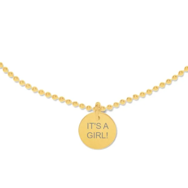 Halsketten*Beka & Bell 5014 Halskette-Anhänger It`s a Girl! Geburt Silber Gold 42 cm