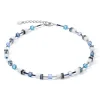 Halsketten*Coeur de Lion 3018/10-0714 Halskette GeoCUBE® Iconic Nature Blau-Weiß Silber-Ton
