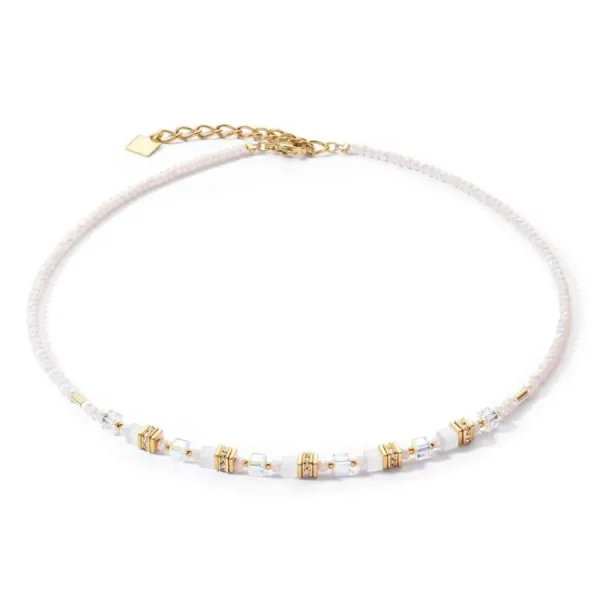 Halsketten*Coeur de Lion 4565/10-1416 Halskette Damen Mini Cubes Swarovski® Weiß Gold-Ton