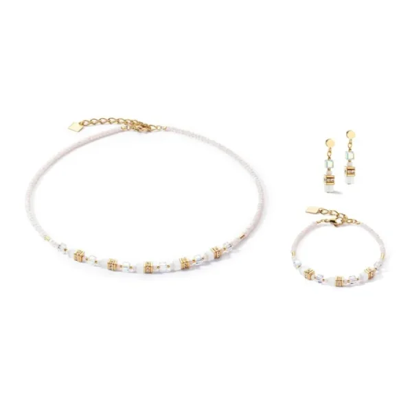Halsketten*Coeur de Lion 4565/10-1416 Halskette Damen Mini Cubes Swarovski® Weiß Gold-Ton