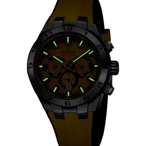 Herren Uhren Chronograph*Festina Herren-Uhr Chrono Bike Gelb Analog Quarz Silikon-Band F20671/4