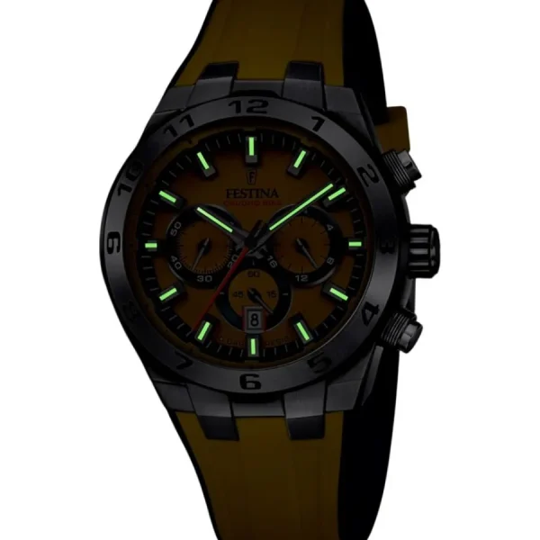 Herren Uhren Chronograph*Festina Herren-Uhr Chrono Bike Gelb Analog Quarz Silikon-Band F20671/4