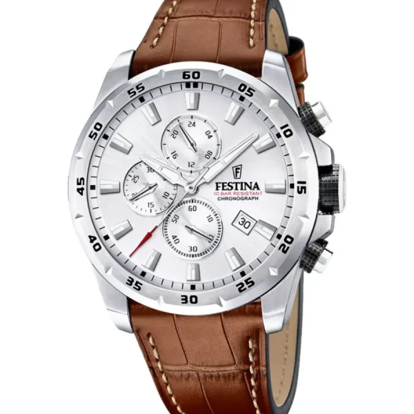 Herren Uhren Chronograph*Festina Herren-Uhr Timeless Chronograph Quarz Leder-Armband F20692/1