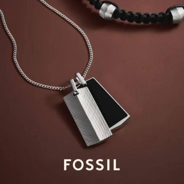 Halsketten*Fossil Halskette Herren Heritage D-Link Edelstahl Silberton JF04769040