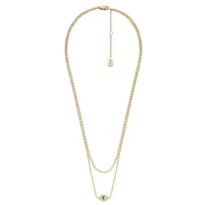 Halsketten*Fossil Halskette-Anhänger Damen Sutton Evil Eye Edelstahl Gold-Ton JF04792710