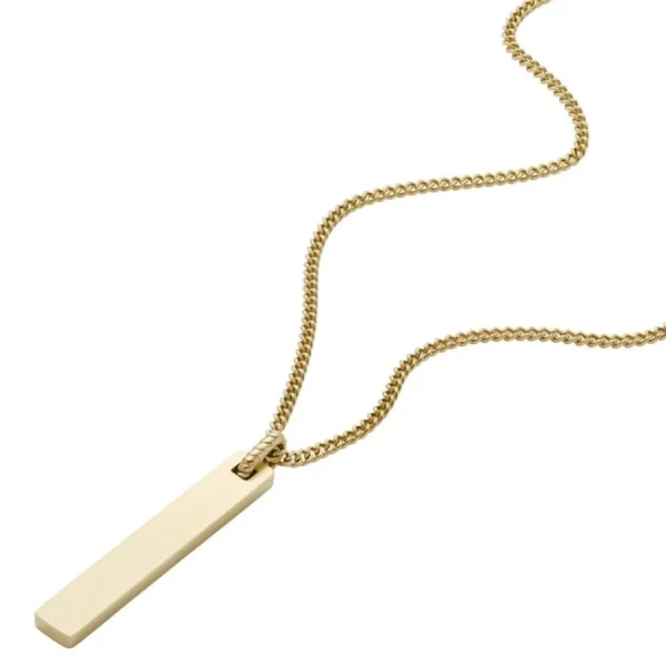 Halsketten*Fossil Halskette-Anhänger Herren Drew Edelstahl Gold-Ton JF04464710