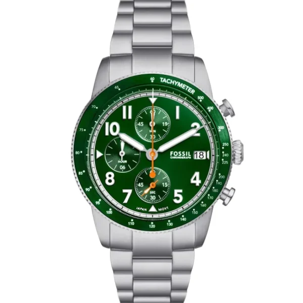 Herren Uhren Chronograph*Fossil Herren-Uhr Sport Tourer Chronograph Quarz Edelstahl-Band FS6048