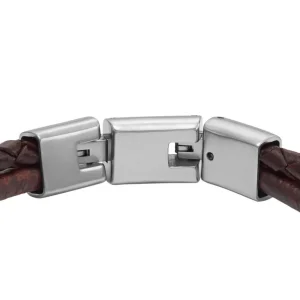 Armbänder*Fossil JF04702040 Armband Herren Multi-Strang Leder Braun Edelstahl 18,5 cm