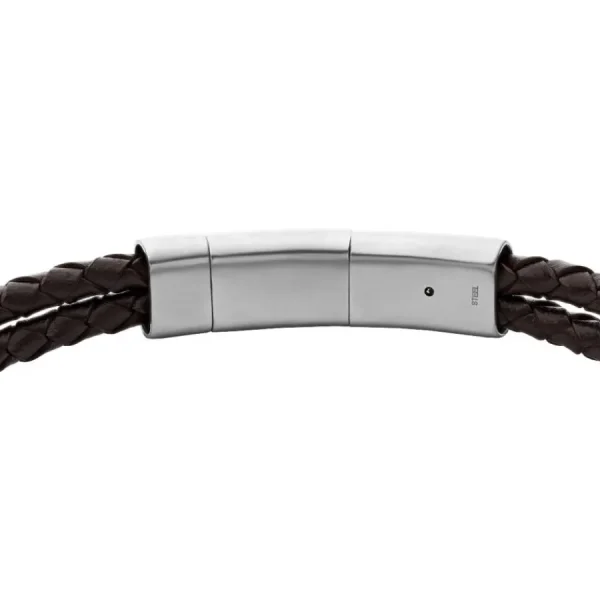 Armbänder*Fossil JF04203040 Armband Herren Heritage D-Link Braun Leder Edelstahl 19,5 cm