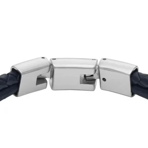 Armbänder*Fossil JF04703998 Armband Herren All Stacked Up Leder Blau Edelstahl