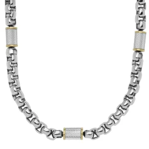 Halsketten*Fossil JF04145998 Halskette Herren All Stacked Up Edelstahl Gold-Ton 51 cm