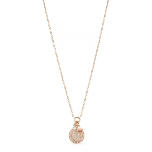 Halsketten* Fossil JF03265791 Halskette mit Anhänger Damen Halo Edelstahl Roségold