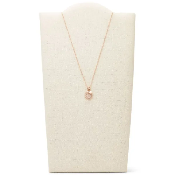 Halsketten* Fossil JF03265791 Halskette mit Anhänger Damen Halo Edelstahl Roségold