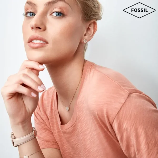 Halsketten* Fossil JF03265791 Halskette mit Anhänger Damen Halo Edelstahl Roségold