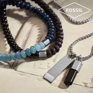 Halsketten*Fossil JF03996040 Halskette mit Anhänger Herren Chevron Dog Tag Edelstahl 61 cm