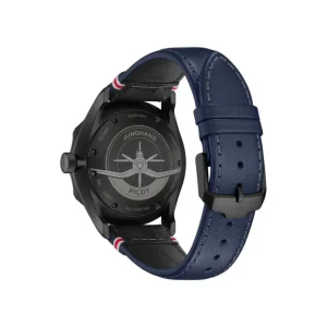 Herren Uhren Automatik*Junghans 27/4397.00 Herren-Uhr Meister Pilot Navy Blue Automatikwerk mit Leder-Armband