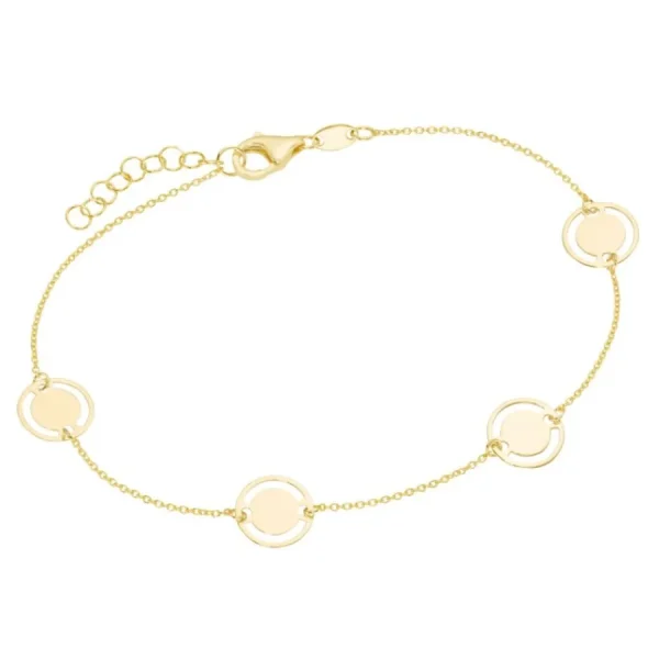 Armbänder & Armreife* Karat 92027140200 Armband Damen Ankerkette Runde Elemente Glanz 375/- Gelbgold