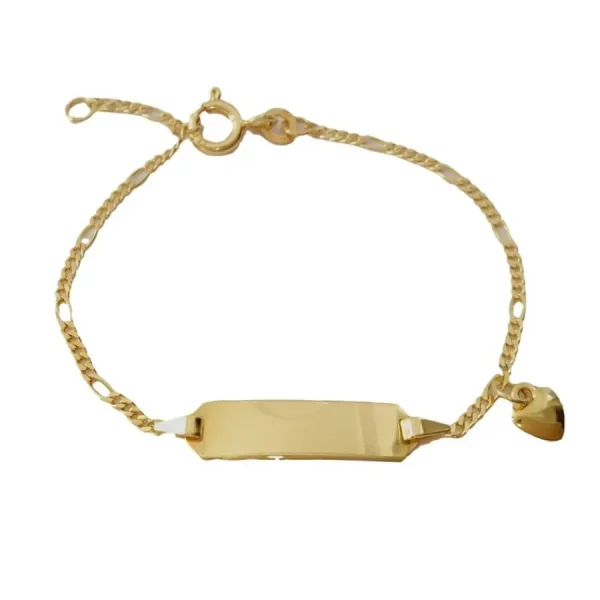 Kinderschmuck* Karat FE4628/14/M ID-Armband Kinder Herz-Anhänger 1,5 mm Girl 333er Gelbgold Figaro 14 cm