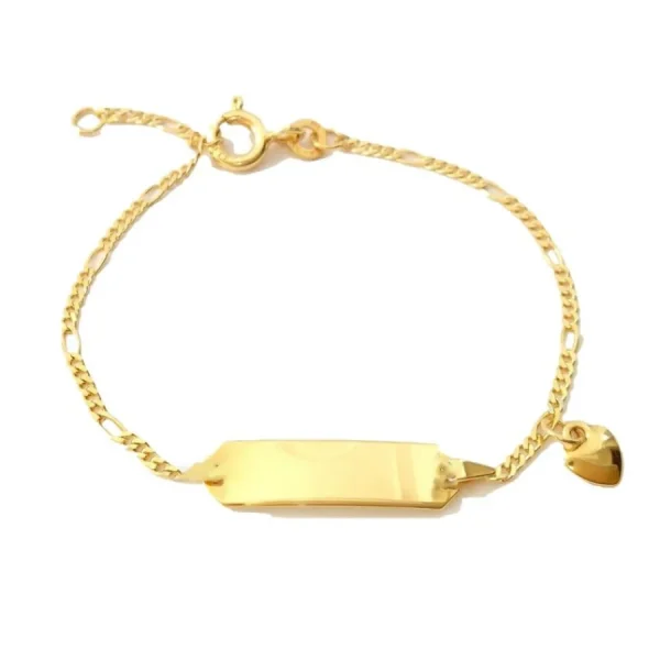 Kinderschmuck* Karat FE4628/14/M ID-Armband Kinder Herz-Anhänger 1,5 mm Girl 333er Gelbgold Figaro 14 cm