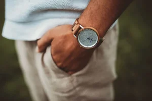 Herren Designer Uhren*Laimer - Holzuhren Laimer 0143 Herren Holzuhr Ludwig Quarz Teakholz-Armband Ø 42 mm