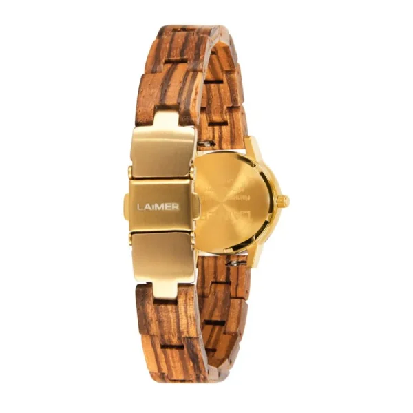 Damen Designer Uhren*Laimer - Holzuhren Laimer Damen Holzuhr Penny Quarz Zebranoholz-Armband 29 mm 0206