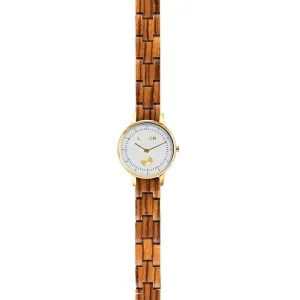 Damen Designer Uhren*Laimer - Holzuhren Laimer Damen Holzuhr Penny Quarz Zebranoholz-Armband 29 mm 0206