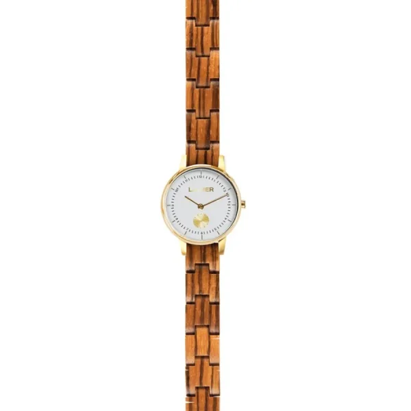 Damen Designer Uhren*Laimer - Holzuhren Laimer Damen Holzuhr Penny Quarz Zebranoholz-Armband 29 mm 0206