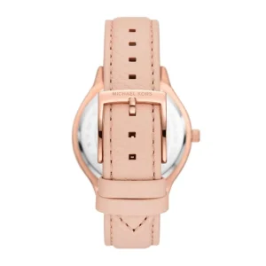 Damen Designer Uhren*Michael Kors Damen-Uhr Slim Runway Quarz Leder-Band Rosé-Gold MK7467