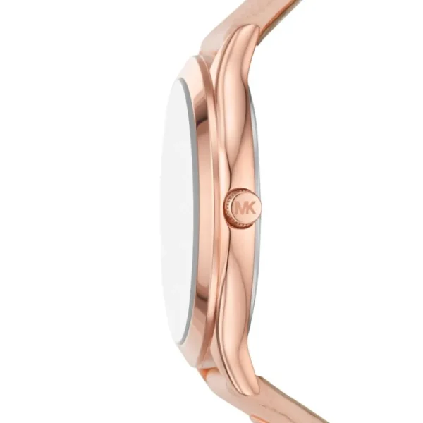 Damen Designer Uhren*Michael Kors Damen-Uhr Slim Runway Quarz Leder-Band Rosé-Gold MK7467