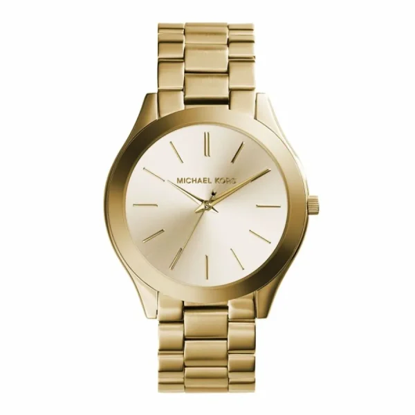 Damen Designer Uhren*Michael Kors MK3179 Damen-Uhr Slim Runway Analog Quarz Edelstahl-Armband Gold-Ton