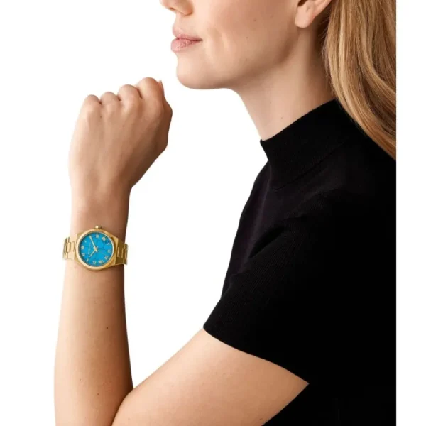 Damen Designer Uhren*Michael Kors MK7460 Damen-Uhr Lennox Quarz Edelstahl-Armband Goldton