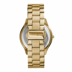 Damen Designer Uhren*Michael Kors MK3179 Damen-Uhr Slim Runway Analog Quarz Edelstahl-Armband Gold-Ton
