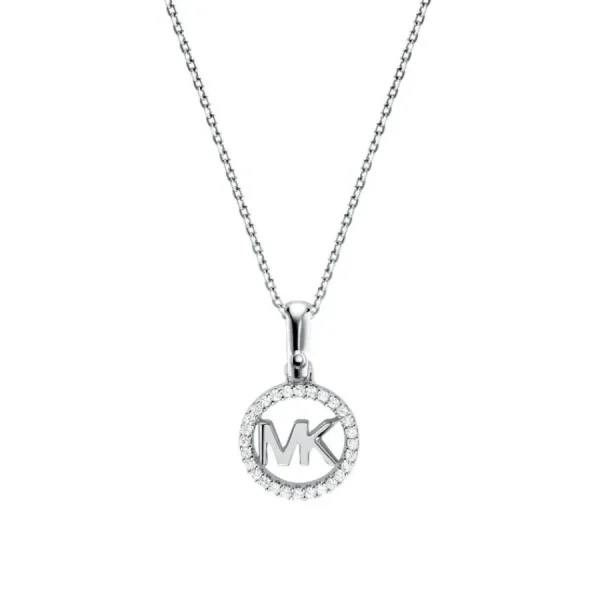 Halsketten*Michael Kors MKC1108AN040 Halskette mit Pavé-Logoanhänger Damen Zirkonia Silber