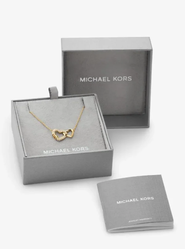 Halsketten*Michael Kors MKC1641AN710 Halskette Zwei Herzen Zirkon Silber Goldton