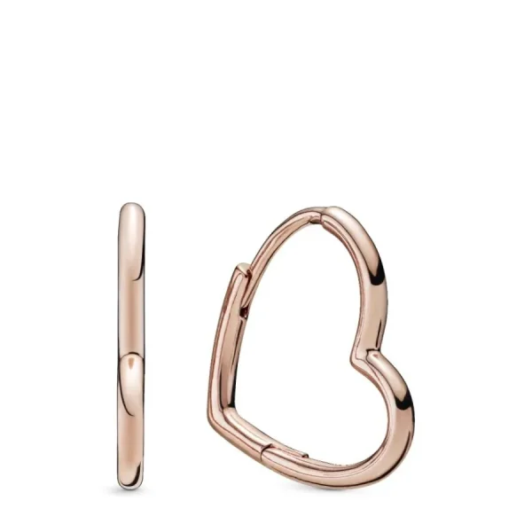 Ohrschmuck*Pandora 288307 Ohrringe Creolen Asymmetric Heart 14k Rose Gold Plattiert
