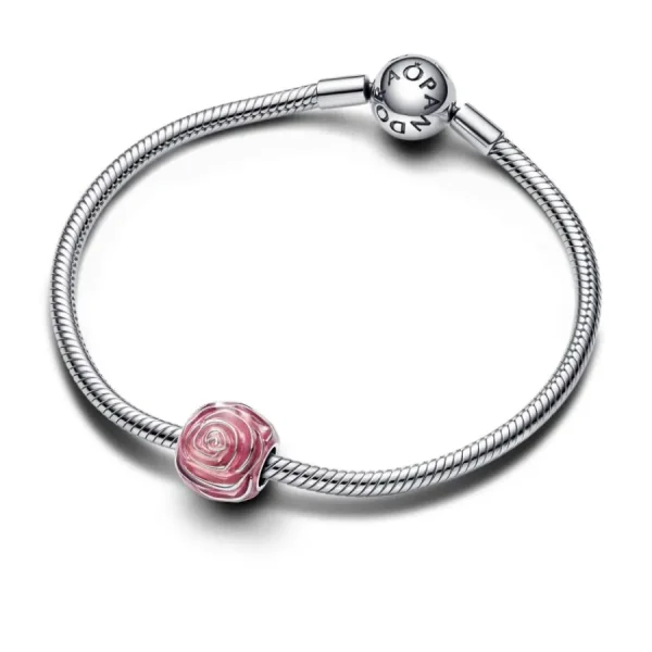 Anhänger*Pandora 793212C01 Charm Blühende Rose Rosafarben Sterling-Silber