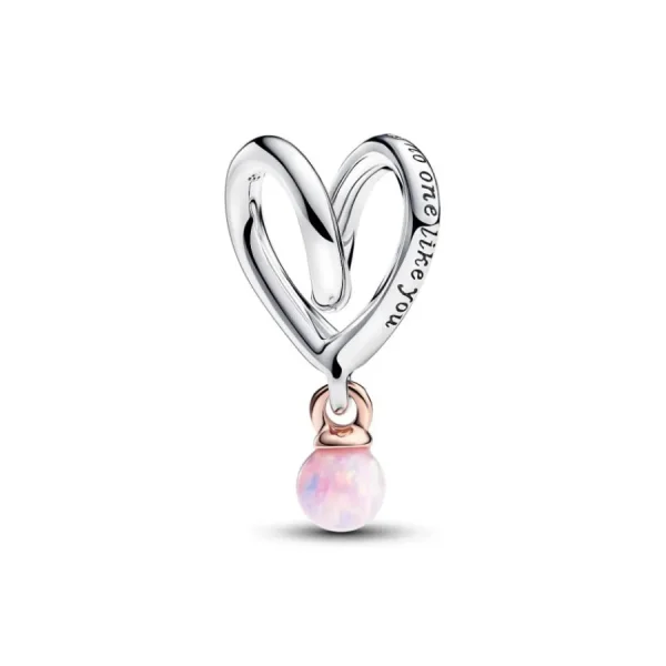 Anhänger*Pandora 783242C01 Charm Damen Eingehülltes Herz Opal Rosa Silber Rosé