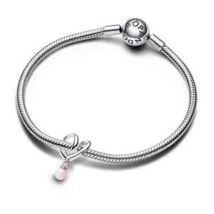 Anhänger*Pandora 783242C01 Charm Damen Eingehülltes Herz Opal Rosa Silber Rosé