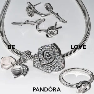 Anhänger*Pandora 783242C01 Charm Damen Eingehülltes Herz Opal Rosa Silber Rosé