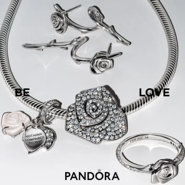 Anhänger*Pandora 783242C01 Charm Damen Eingehülltes Herz Opal Rosa Silber Rosé