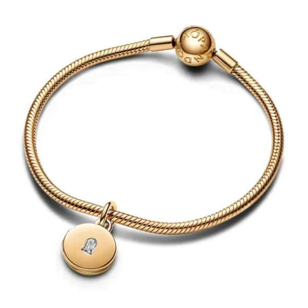 Anhänger*Pandora 763066C01 Charm-Anhänger Aufklappbar & Gravierbar Liebesmedaillon Gold