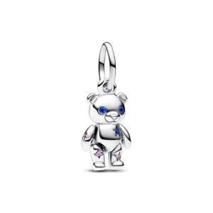 Anhänger*Pandora 792986C01 Charm-Anhänger Beweglicher Baby-Teddybär Blau Kristall Silber