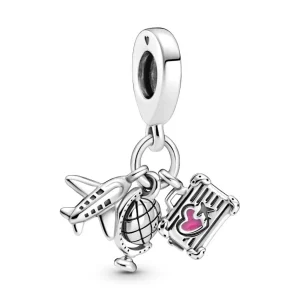 Anhänger*Pandora 799435C01 Charm-Anhänger Damen Flugzeug Globus Koffer Sterling-Silber