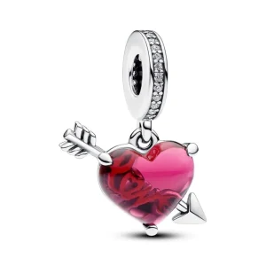 Anhänger*Pandora 793085C01 Charm-Anhänger Damen Rotes Herz & Pfeil Murano-Glas Silber