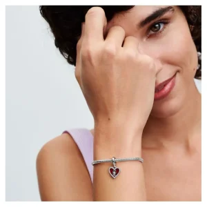 Anhänger*Pandora 793119C01 Charm-Anhänger Damen Rotes Herz & Schlüsselloch Doppelt Silber