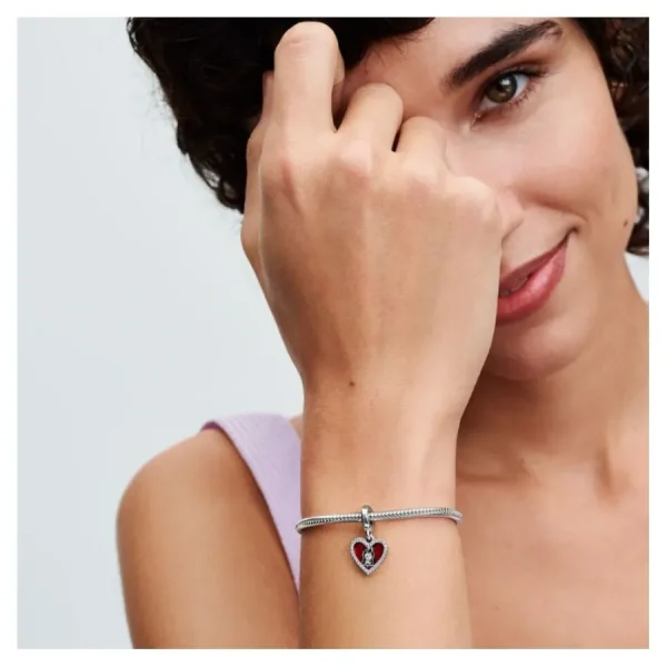 Anhänger*Pandora 793119C01 Charm-Anhänger Damen Rotes Herz & Schlüsselloch Doppelt Silber