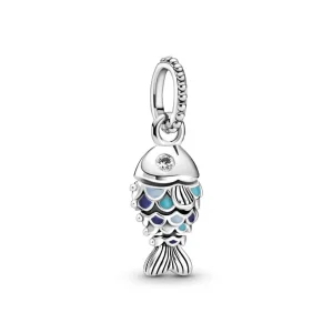 Anhänger*Pandora 799428C01 Charm-Anhänger Damen Fisch mit Blauen Schuppen Sterling-Silber