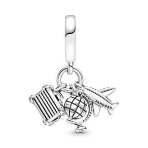 Anhänger*Pandora 799435C01 Charm-Anhänger Damen Flugzeug Globus Koffer Sterling-Silber