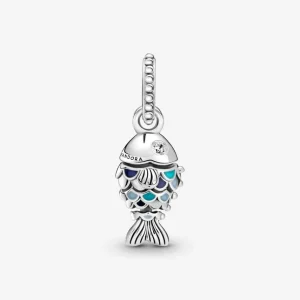 Anhänger*Pandora 799428C01 Charm-Anhänger Damen Fisch mit Blauen Schuppen Sterling-Silber